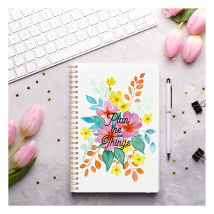 "Plan the Things" Watercolor Floral Planner