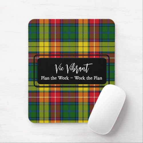 Plan the Work Personalized Green Red Yellow Plaid Mouse Pad