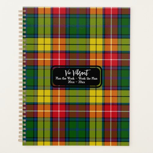 Plan the Work Personalized Green Red Yellow Plaid Planner