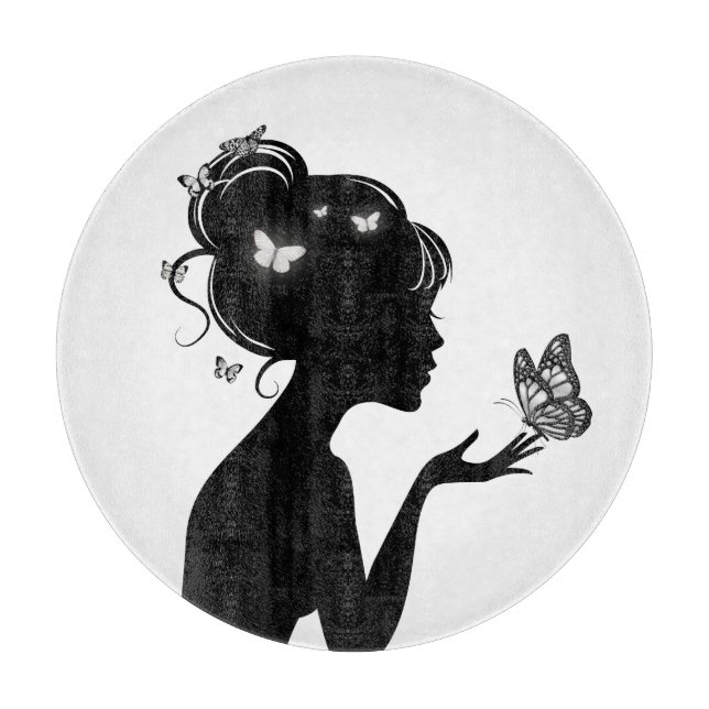 Planche À Découper La femme papillons blancs Cutting Board (Front)