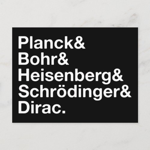 Planck  Bohr  Heisenberg  Schrdinger  Dirac Postcard