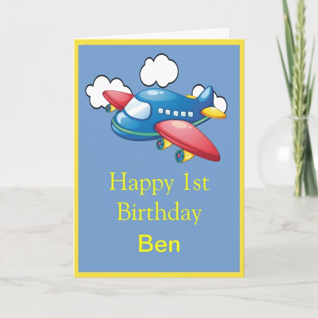 Plane  1st Birthday Card (Front)