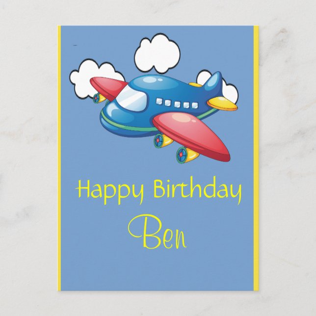 Plane  1st Birthday Postcard (Front)