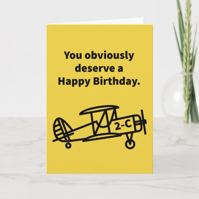 Plane 2-C Happy Birthday Card (Front)