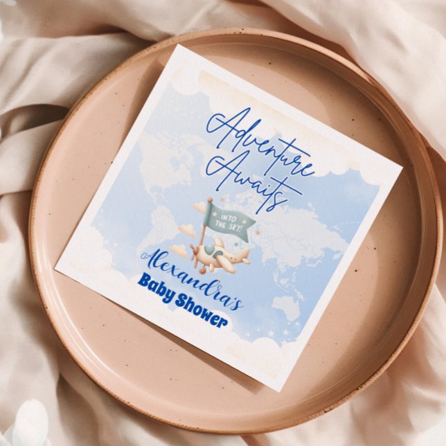 Plane Adventure Awaits Baby Shower Napkins (Creator Uploaded)