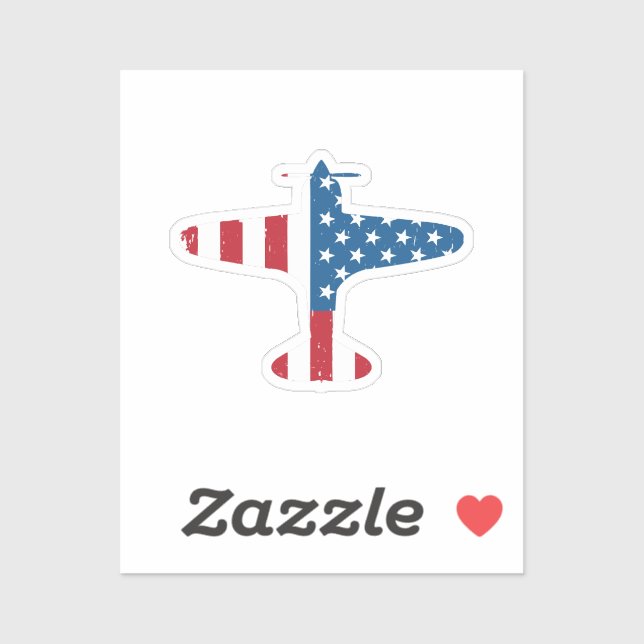 Plane Aircraft USA Flag Veteran Pilot Gift Sticker (Sheet)