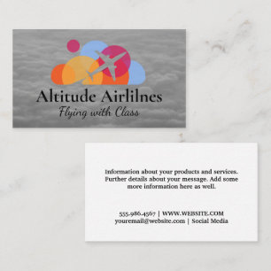 Plane and Colorful Circles Logo Clouds Business Card