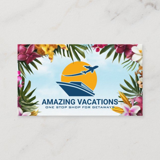 Plane and Cruise Ship | Travel Vacation Business Card (Front)