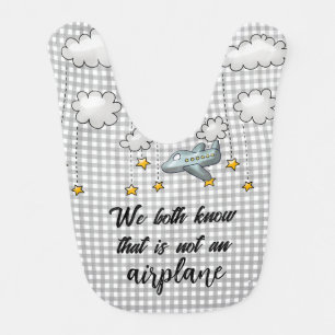 Plane and Text on Gingham Baby Bib