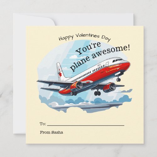 Plane Awesome school Valentine card