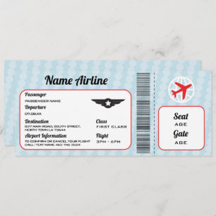 Plane Birthday Airplane Ticket Party Invitation