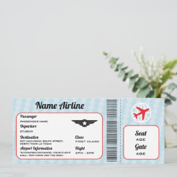 Plane Birthday Airplane Ticket Party Invitation | Zazzle