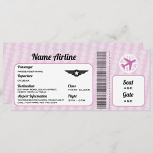 Plane Birthday Airplane Ticket Party Pink Invite