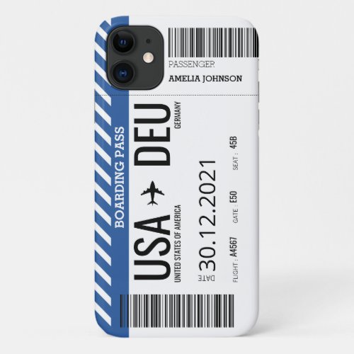 Plane Boarding Ticket Personalize Case_Mate iPho iPhone 11 Case