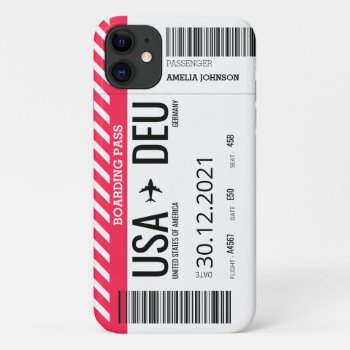 Plane Boarding Ticket (personalize) Iphone 11 Case by MalaysiaGiftsShop at Zazzle