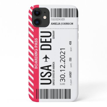 Plane Boarding Ticket (Personalize) iPhone 11 Case