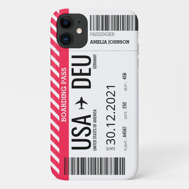 Plane Boarding Ticket (Personalize) Case-Mate iPhone Case (Back)