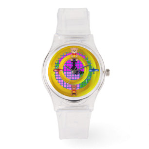 Plane Bowtie on Modern Pink Blocks Watch