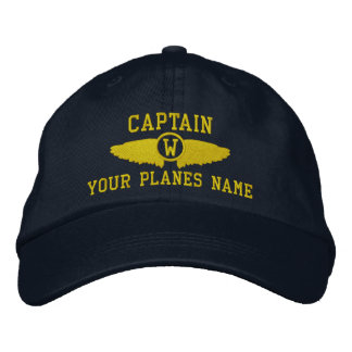 Plane Captain or pilots wings monogrammed Embroide Embroidered Baseball Cap