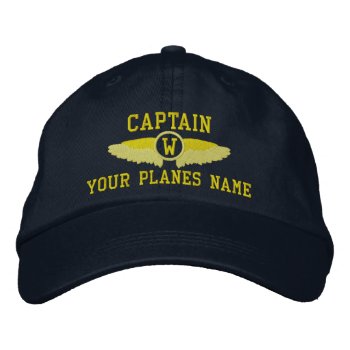 Plane Captain Or Pilots Wings Monogrammed Embroide Embroidered Baseball Cap by customthreadz at Zazzle