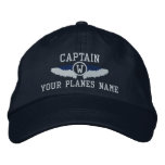 Plane Captain Or Pilots Wings Monogrammed Embroidered Baseball Cap at Zazzle