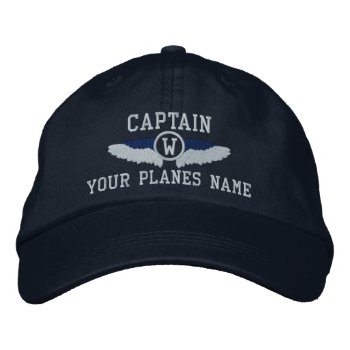 Plane Captain Or Pilots Wings Monogrammed Embroidered Baseball Cap by customthreadz at Zazzle