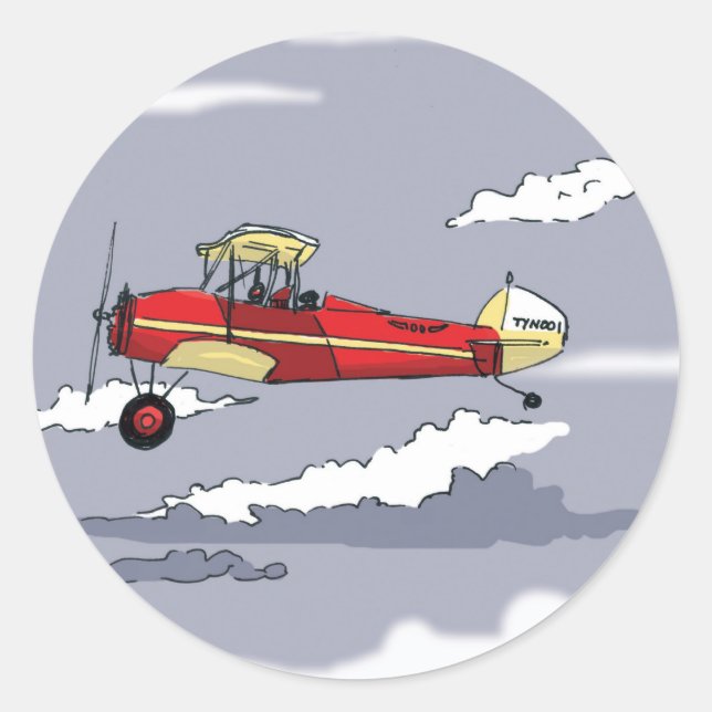 plane classic round sticker (Front)