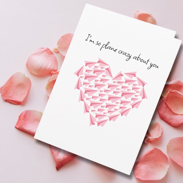 Plane crazy about you, Cute Paper Airplane Heart Card (Creator Uploaded)