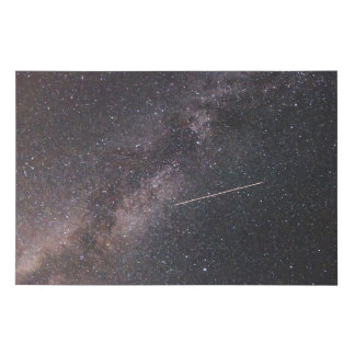 Plane crossing the Milky Way (2024) Faux Canvas Print
