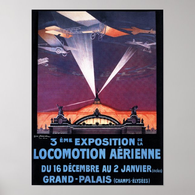 Plane Flying Over Searchlight Poster (Front)