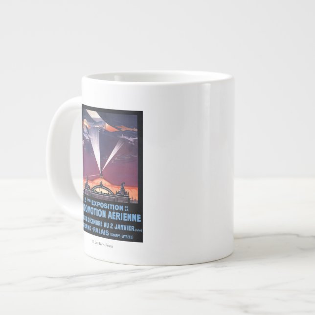 Plane Flying Over Searchlight Poster Giant Coffee Mug (Front Left)