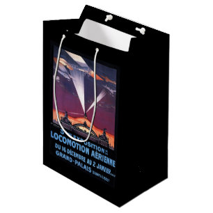 Plane Flying Over Searchlight Poster Medium Gift Bag