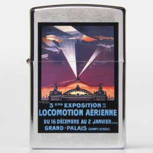 Plane Flying Over Searchlight Poster Zippo Lighter