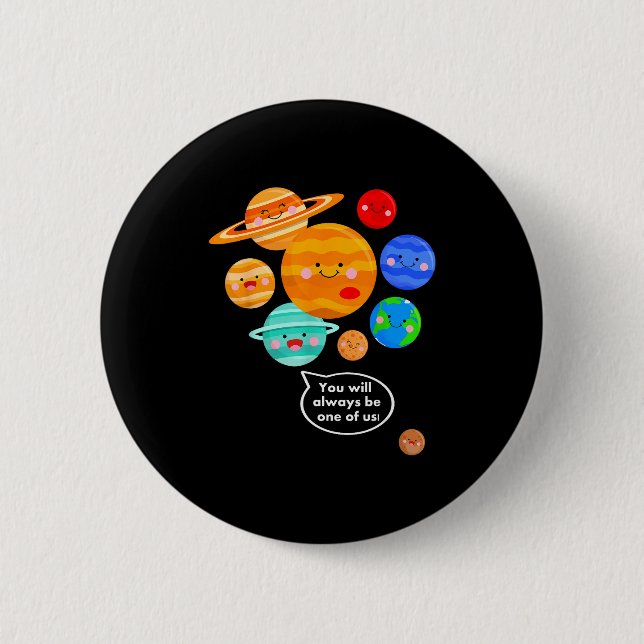 Plane Funny Cartoon Planets Never Forget  Button (Front)