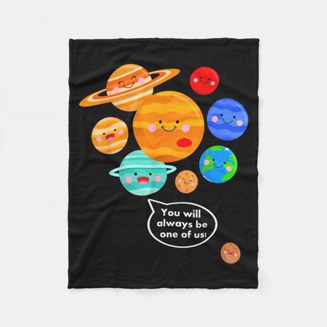Plane Funny Cartoon Planets Never Forget  Fleece Blanket (Front)