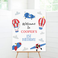 Plane How Time Flies 1st Birthday Welcome Sign