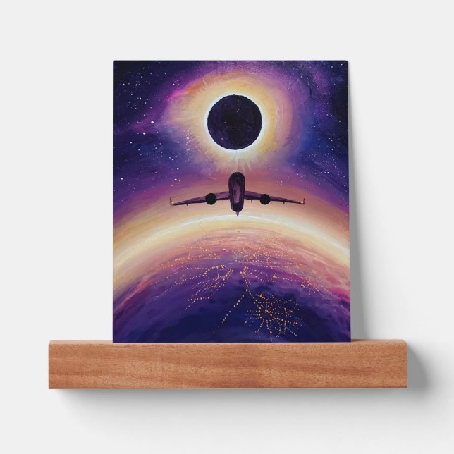 Plane in flight city and eclipse picture ledge (Front)