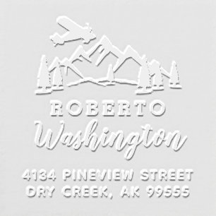 Plane Mountains & Pines Name Return Address Embosser