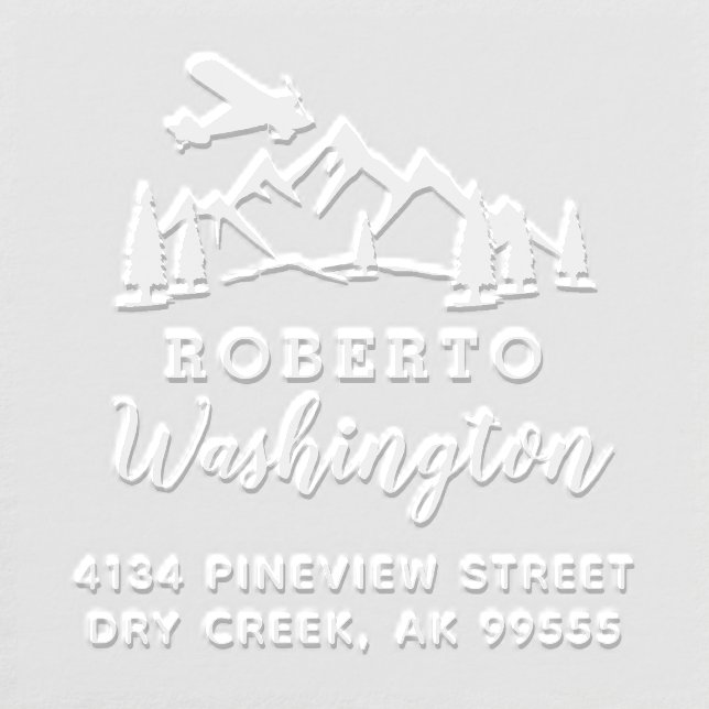 Plane Mountains & Pines Name Return Address Embosser (Design)