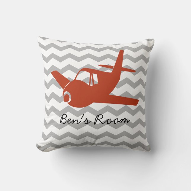 Plane Pillow in Red and Gray | Template (Front)