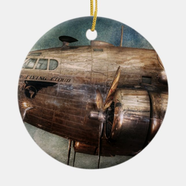 Plane - Pilot - The flying cloud Ceramic Ornament (Front)