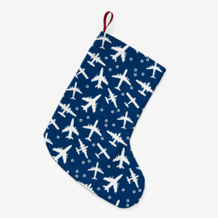 Plane Spotters Blue and White Airplane Pattern Small Christmas Stocking