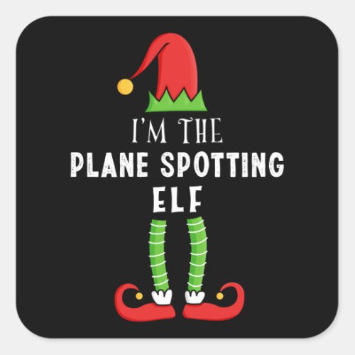 Plane spotting Elf Christmas Matching Family Gift Square Sticker