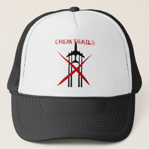 Plane spraying chemtrails crossed out trucker hat