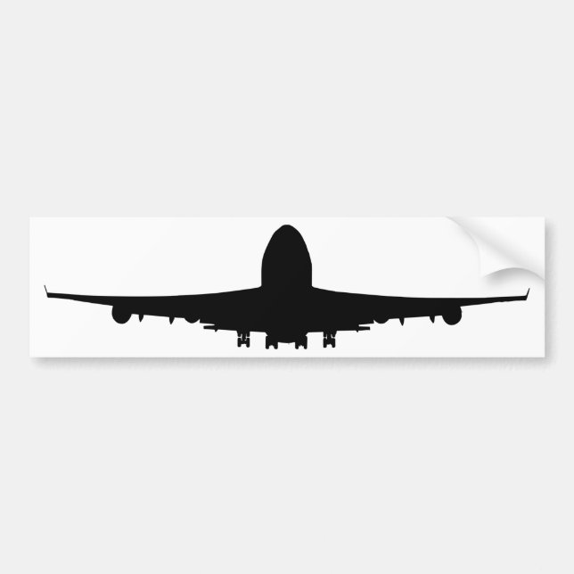 Plane Taking Off Silhouette Bumper Sticker (Front)