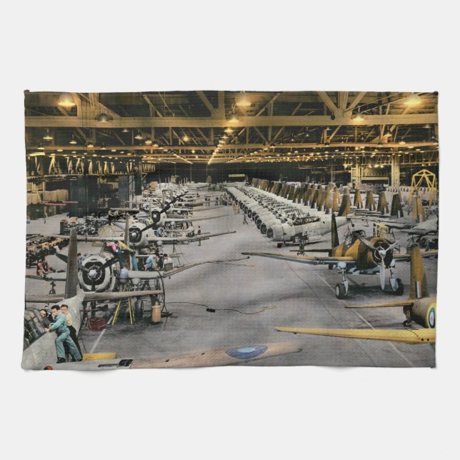Plane - The world's fastest production line 1942 Kitchen Towel (Horizontal)