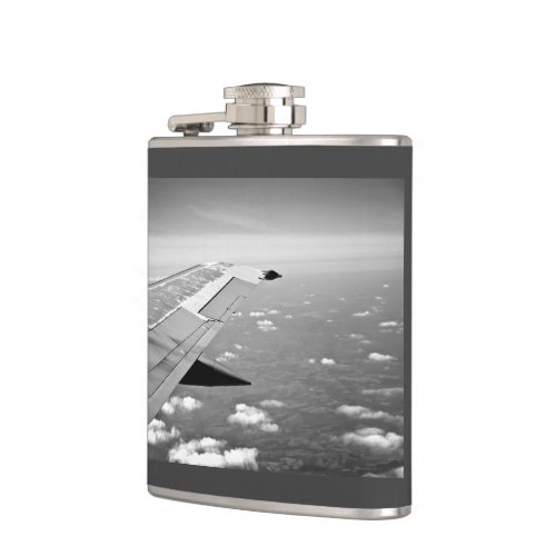 Plane Themed Grayscale Airplane Wings Flying Over Flask