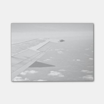 Plane Themed  Grayscale Airplane Wings Flying Over Post-it Notes by LifeCollection at Zazzle