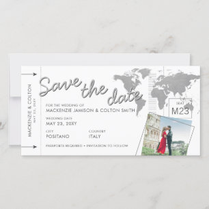 Plane Ticket Boarding Pass Photo Save the Date