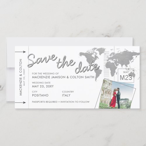 Plane Ticket Boarding Pass Photo Save the Date